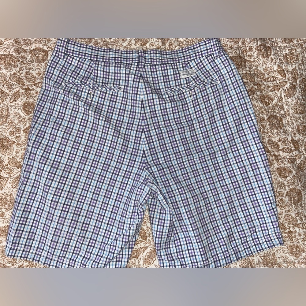 Vineyard Vines Men's 33 Plaid Shorts - Blue and Purple - Picture 2 of 7